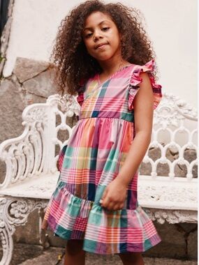 Tea Collection Woven Wrap Dress - Carnival Rainbow Plaid size 14